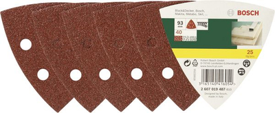 Letër zmerile Bosch Delta me Velcro, 93mm, P40, 25 copë