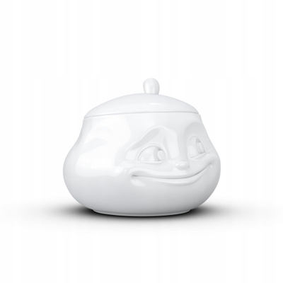 Enë sheqeri porcelani Sweet, me kapak, e bardhë
