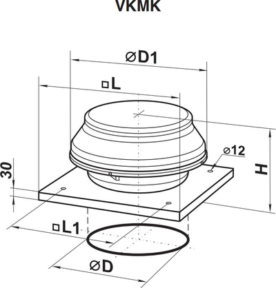 Вентилатор за кров Вентс VKMK150, 150mm, 98W, сив