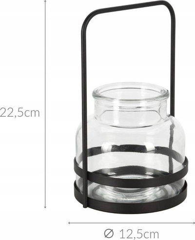 Mbajtëse qirinjsh Home Styling Collection, metal, me dorezë, e zezë