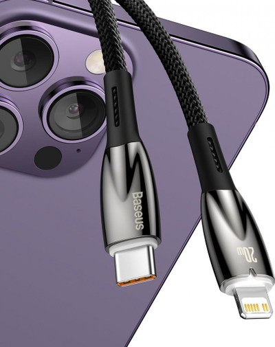 Kabllo Baseus Glimmer USB C në Lightning, 2 m, 20W, e zezë