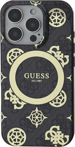Kapak telefoni Guess IML Peony 4G MagSafe për iPhone 16 Pro Max 6.9", i zi