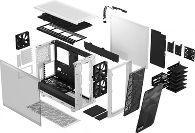 Kasë Fractal Design Meshify 2 TG Clear Tint, e bardhë, Midi Tower