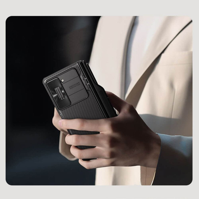 Kapotë Nillkin CamShield Pro Pen për Galaxy Z Fold 5, me mbrojtje kamere, me kickstand, e zezë