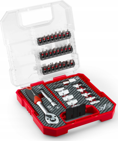 Set bitash dhe çelësash Einhell 1/4", 37 pjesë, çelik S2, L-CASE
