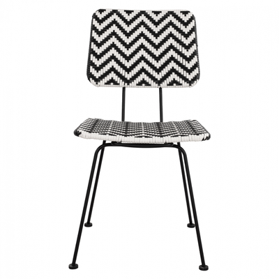 Karrige metalike Allegra HM5693, thurje wicker, 46x56x88cm, e zezë bardh