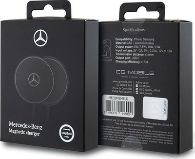 База за безжично полнење Mercedes Benz, со лого, црна