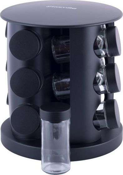 Raft rrotullues për erëza Kamille KM-7038, 12 kavanoza, çelik inox, argjendtë