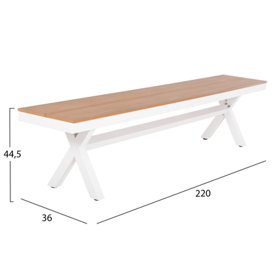 Ulëse alumini Tawnee 220x36x44,5Hcm (HM6040.02), bardhë
