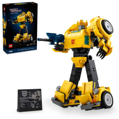Set ndërtimi LEGO Icons Transformers Bumblebee 10338, 950 pjesë, model konvertues, i verdhë