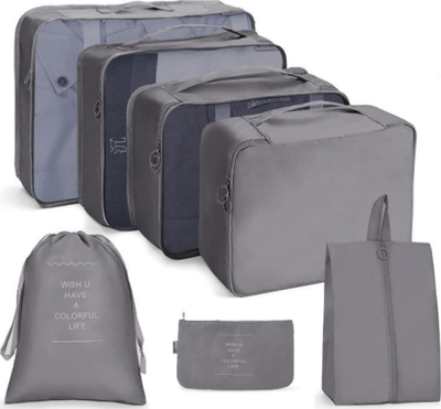 Set udhëtimi Ecarla Travel Set, 7 çanta kozmetike organizuese, shumëngjyrëshe