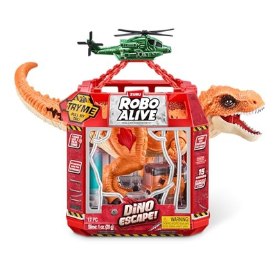 Set lodrash Zuru Robo Alive Dino Escape, dinosauro elektronik, me drita edhe zëra, portokalli