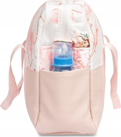 Çantë karroce Sensillo Leatherette Stroller Bag Fairies, me ndarje të brendshme, me rrip shpatulle, rozë