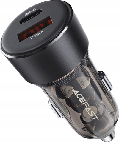 Karikues makine ACEFAST B12, 30W, 2 porta USB C USB A, transparent i zi