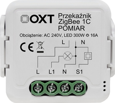 Паметно реле OXT Mini Relay, 1 коло, 16A, ZigBee Tuya, бело