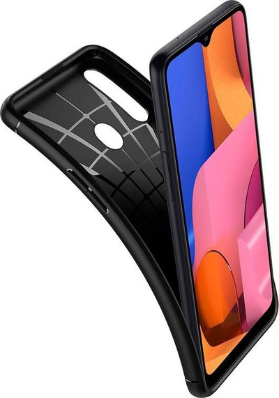 Maskë telefoni Spigen Rugged Armor për Samsung Galaxy A20s, prej TPU-je, e zezë mat
