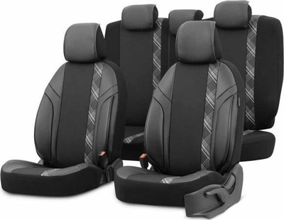 Set mbulesash sedilesh Otom Horizon 1808 OT86747, tekstil, komplet përpara edhe mbrapa, zi gri