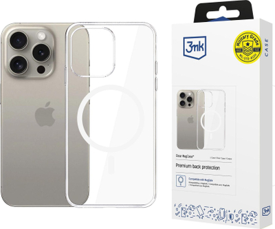 Këllëf telefoni 3mk Clear MagCase për iPhone 15 Pro, kompatibil me MagSafe, transparent