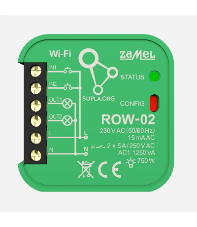 Контролор за ролетни Zamel SUPLA SRW-01, безжична мрежа, 230V AC, зелена
