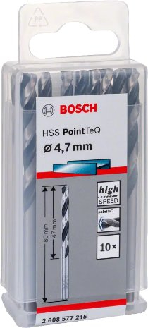 Bit stërvitës Bosch HSS PointTeQ, 4.7mm, për metal, i zi