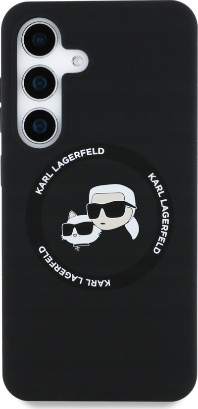 Kapak telefoni Karl Lagerfeld Liquid Silicone K&amp;CH Heads, për Samsung Galaxy S25 Plus, me MagSafe, ngjyrë e zezë