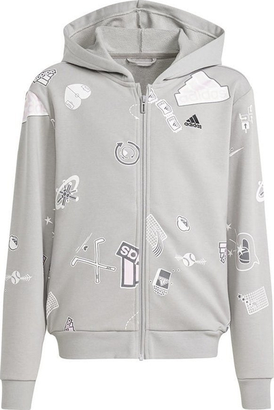 Bluzë me kapuç Adidas Biuv Zip Hoodie Jr IS3755, me zinxhir, për kalamaj, gri