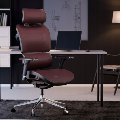 Karrige zyre Diablo V-Commander, ergonomike, e zezë burgundy