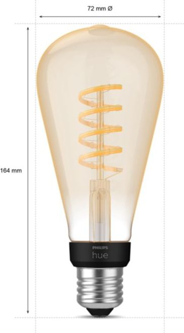 Llambë inteligjente Philips Hue Filament Edison ST72, E27, 7W, 550lm
