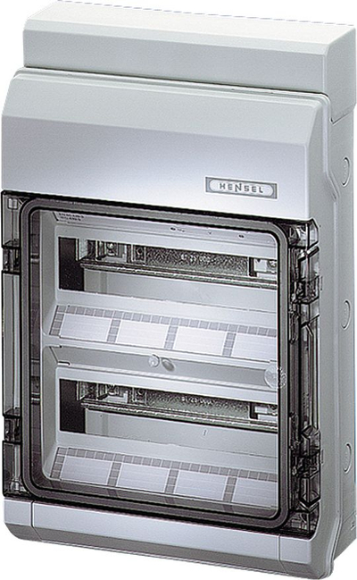 Kuti shpërndarëse modulare Hensel KV 9224 Z, 2x12 module, IP65, me kapak transparent