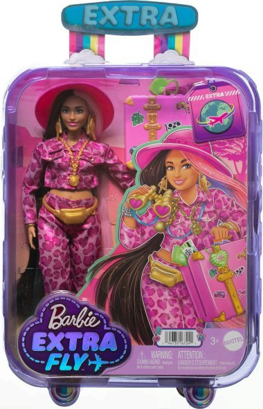 Kukull Barbie Extra Fly HPT48, stil safari me valixhe udhëtimi, rozë
