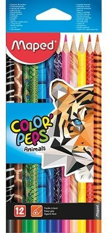 Дрвени боици Maped Colorpeps Animal, 12 бои, картонска кутија