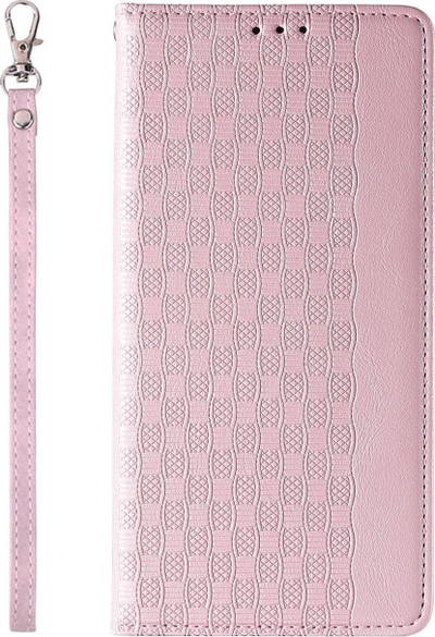 Këllëf portofol Hurtel Magnet Strap Case Samsung Galaxy S23+, me kapak, me stand, rozë