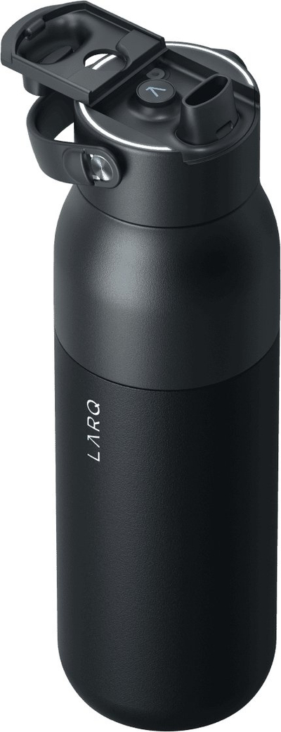 Shishe uji LARQ PureVis 2, 1L, çelik inox i izoluar, e zezë