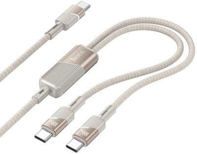 Kabllo karikimi Hoco U139 2in1, USB C në USB C, 100W 5A, 1.2m, gold