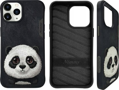 Kapak telefoni Nimmy Case Big Eyed Pet 2.0 Panda për iPhone 15 Pro Max 6.7", TPU, i zi