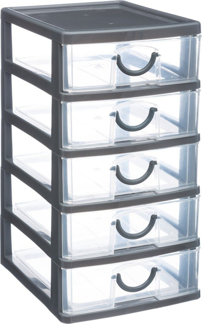 Organizues dokumentesh 5five Under-desk Box, 5 sirtarë, plastikë, gri e tejdukshme