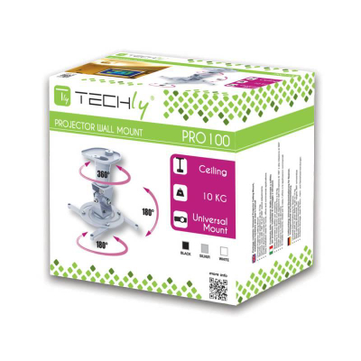 Носач за проектор Techly 022397, тавански, до 10 kg, бел