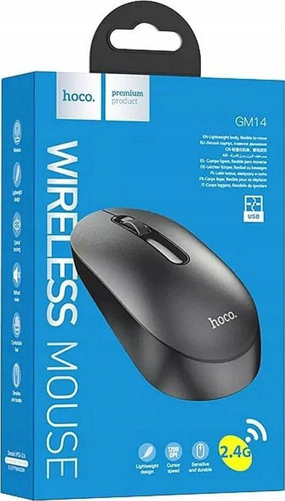 Бежичен глушец Hoco GM14, 2.4G USB, црн