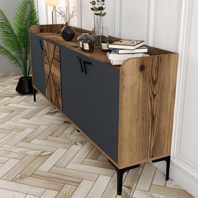 Konsolë Hommy Craft Venice, 180x78x35 cm, melaminë, walnut antracit