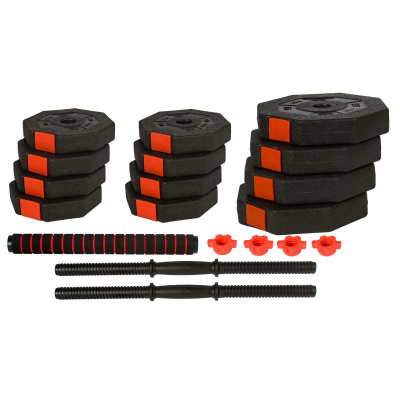 Set hantelash EB Fit 1033419, 2 x 10 kg, i rregullueshëm, i zi me të kuqe
