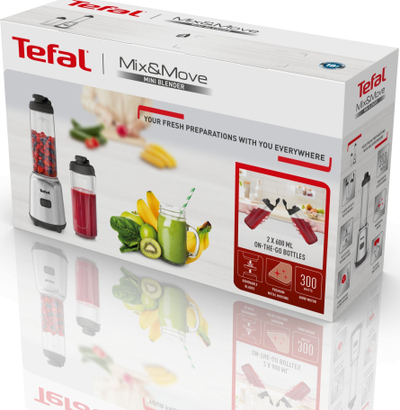 Blender tavoline Tefal BL15FD30 Mix &amp; Move, 300W, shishe me vete 0.6L, gri