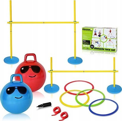 Set lojrash pengesash Playzone Fit Obstacle Race, me topa kërcyes, unaza agiliteti, shumëngjyrësh