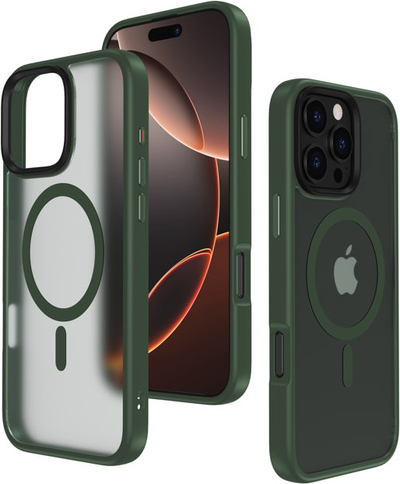 Kapak mbrojtës Mocco Signature për iPhone 16 Pro, MagSafe, jeshil