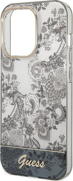 Futrollë Guess Porcelain Collection për iPhone 14 Pro Max 6.7", hardcase, gri
