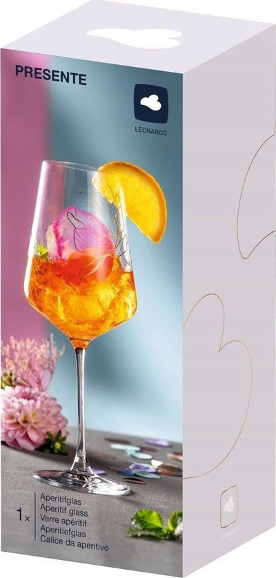 Gotë aperitivi Leonardo Presente, 560ml, qelq transparent me dekor lulesh