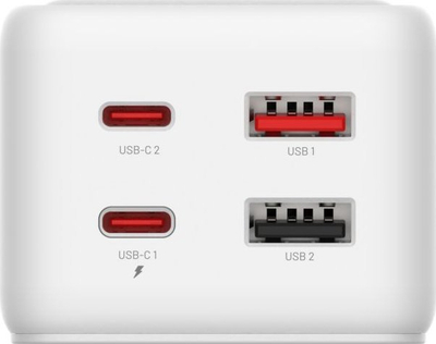 Zgjatës me karikues FIXED Charging Strip S, 65W GaN III PD, 2x USB‑C 2x USB, 1.5m, i bardhë