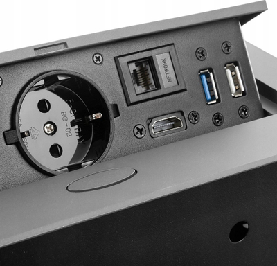 Panel tavoline Spacetronik, 2 prize Schuko, HDMI RJ45 USB, 1.5m, gri