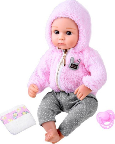 Kukull bebe ZA4283, 43cm, bark i butë, rozë