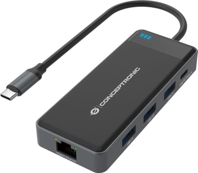 Docking station Conceptronic DONN14G, USB C, 7 në 1, gri