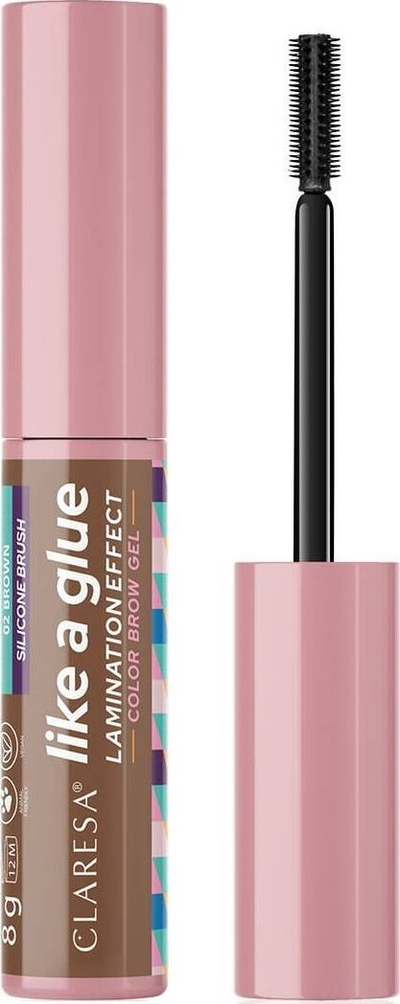 Xhel vetullash Claresa Like a Glue 02 Brown, efekt laminimi, 8g, kafe